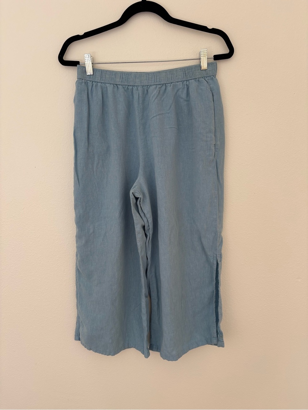Patagonia Hemp Light Blue Pull-On Wide-Leg w Slits Flowy Pants Women’s Medium